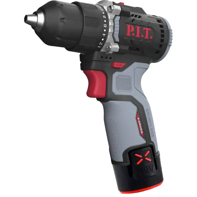 Дрель бесщеточная аккумуляторная P.I.T. X-DRIVER, 12В, 35Нм PBM12K-10B/2